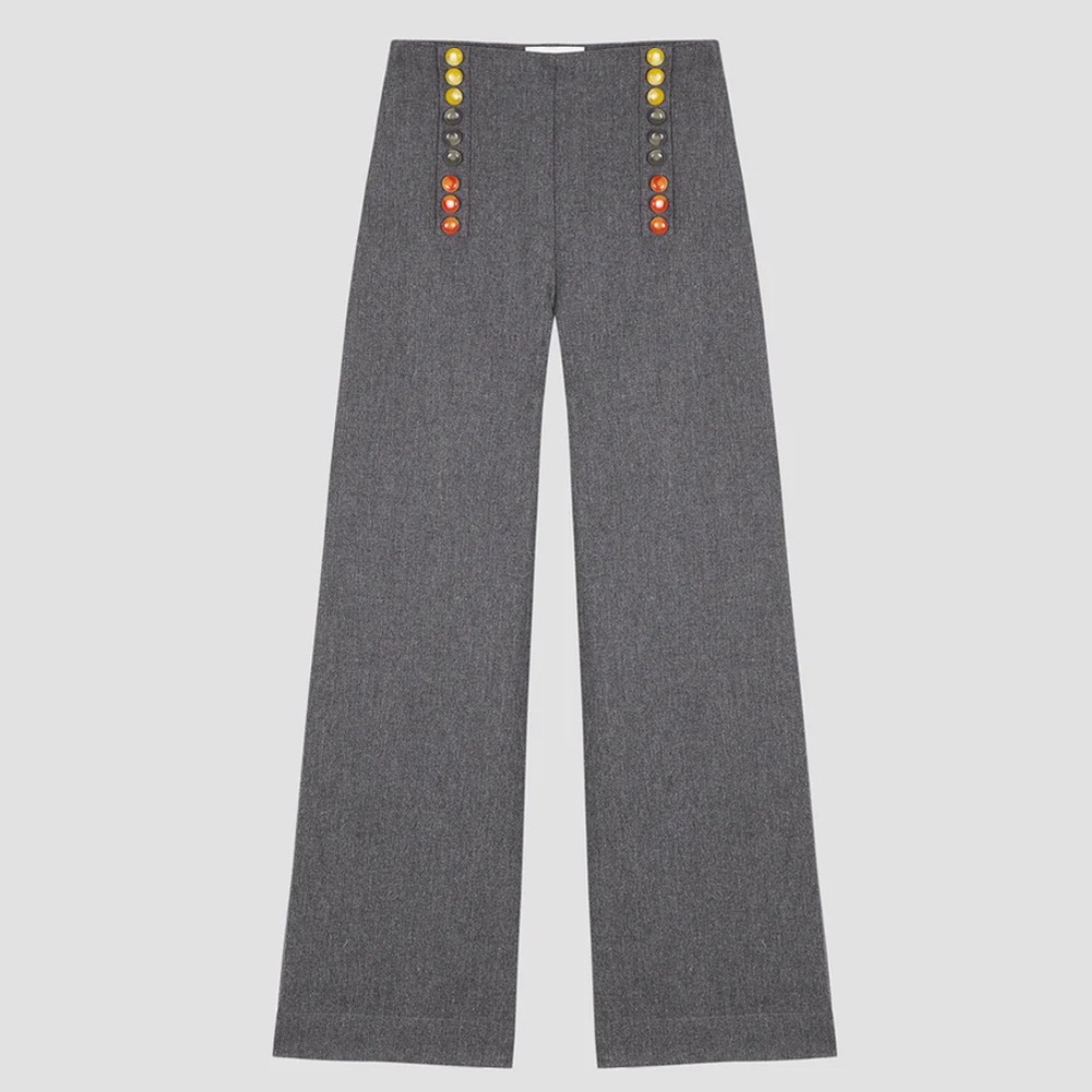 La Veste magic pants in grey with colorful buttons - small
